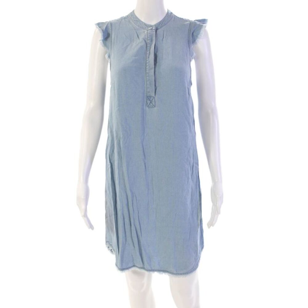 Splendid Womens Sleeveless Quarter Button Up Denim Shift Dress Blue Size S